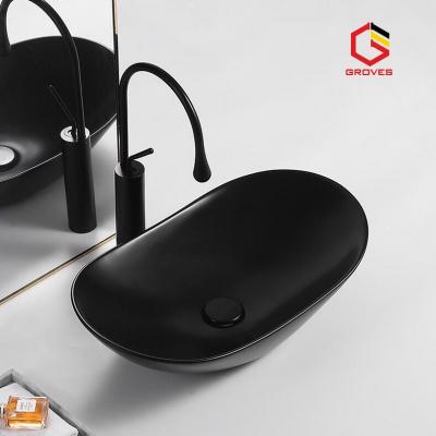 Chậu lavabo đặt bàn GROVES GLV0990 black (520x350x150)